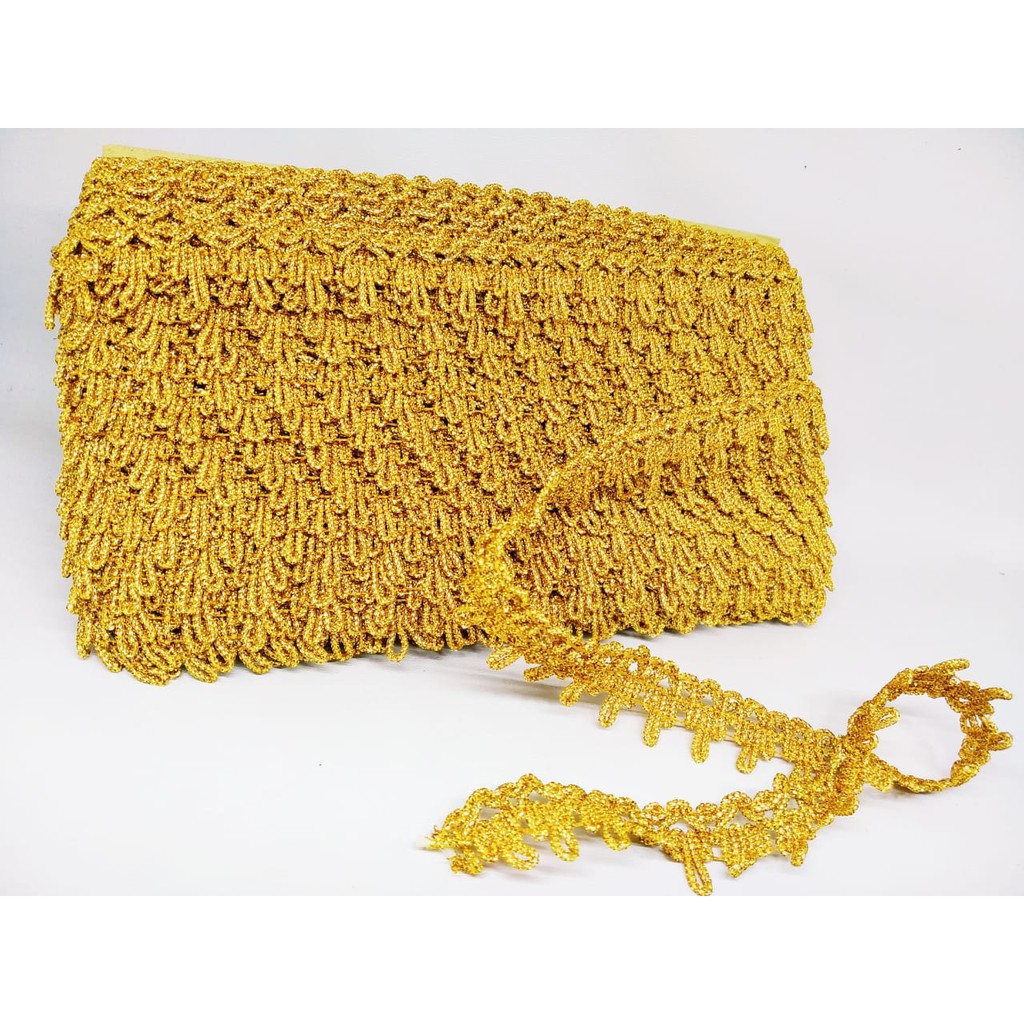 (EKSPRESS) SELEMPANG WISUDA bahan beludru renda kriwil emas  murah