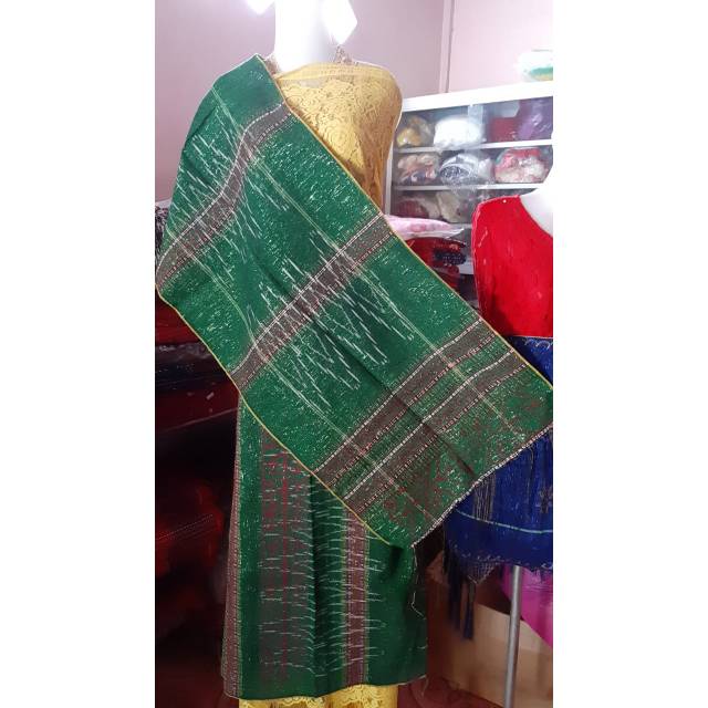 SONGKET SARUNG SELENDANG MAULANA TENUN SIANTAR BAWAHAN KEBAYA BATAK HIJAU