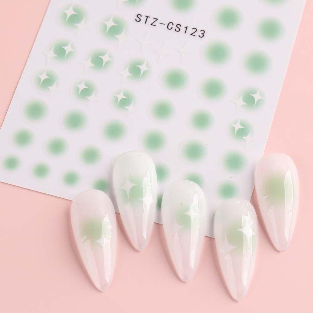 NEEDWAY Blush Stiker Kuku Bulan Karakter Cina Cinta Hati Bentuk Tidak Teratur Dekorasi Nail Art