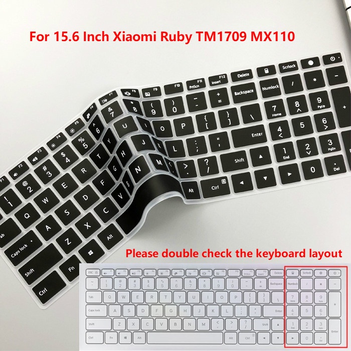 For  15.6 Inch Xiaomi Ruby TM1709 MX110 Soft Ultra-thin Silicone Laptop Keyboard Cover Protector