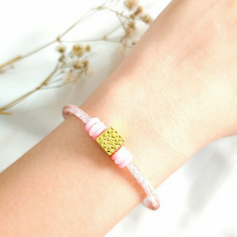 Gelang Swarovski Wanita Tali Square Cristal Korea Perhiasan Emas Asli