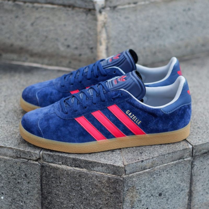 Sepatu kasual Pria Adidas Gazelle Blue Red Sol gum Dublin