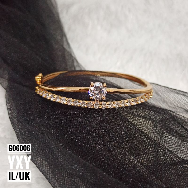 Gelang Yaxiya Bangle Zircon Gold G06006