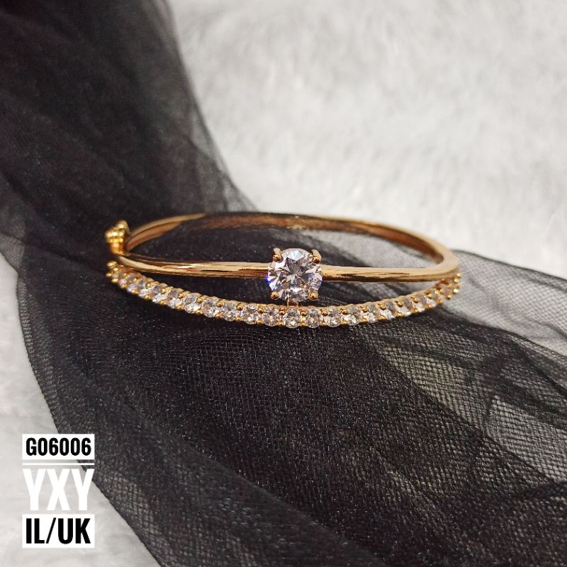 Gelang Yaxiya Bangle Zircon Gold G06006