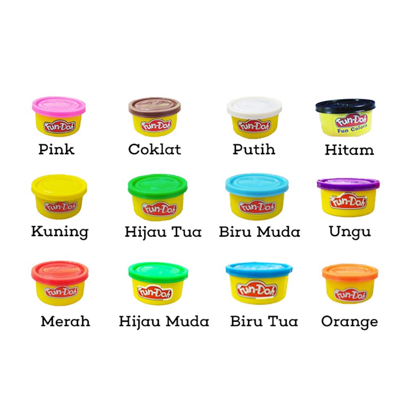 Mainan Lilis Plastisin Fun Doh Rainbow Party Multi 12 Colors Refill