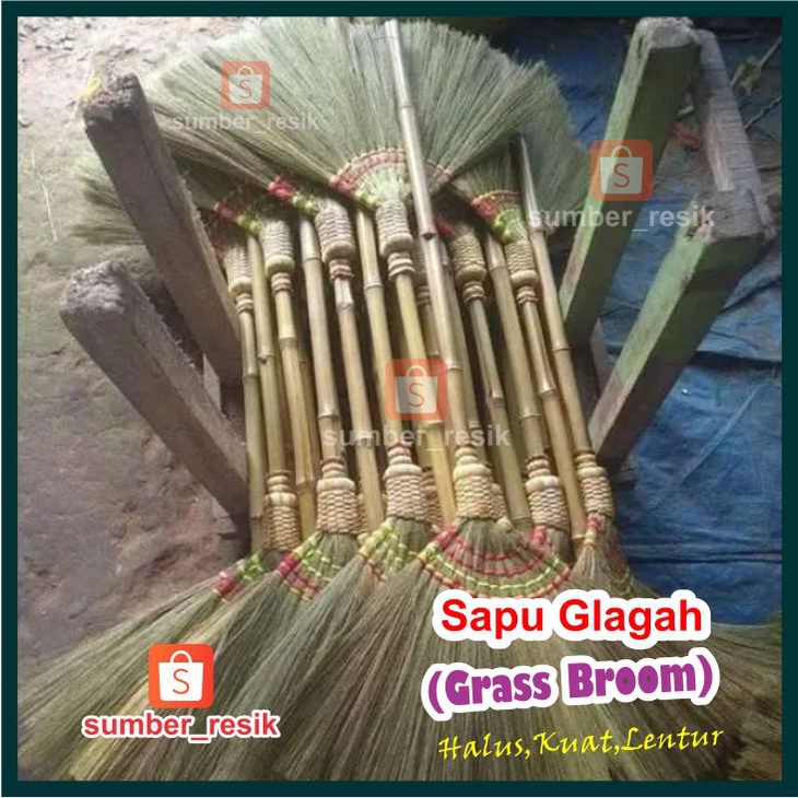 Sapu UMKM Cemara Asli Rumput Glaga Gagang Bambu Cendani