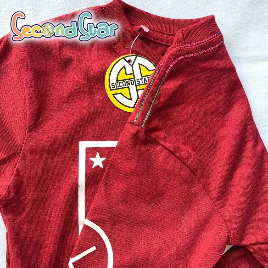 Secondstar baju anak laki laki perempuan unisex Kaos oblong lengan panjang warna marun maroon 1-8 tahun