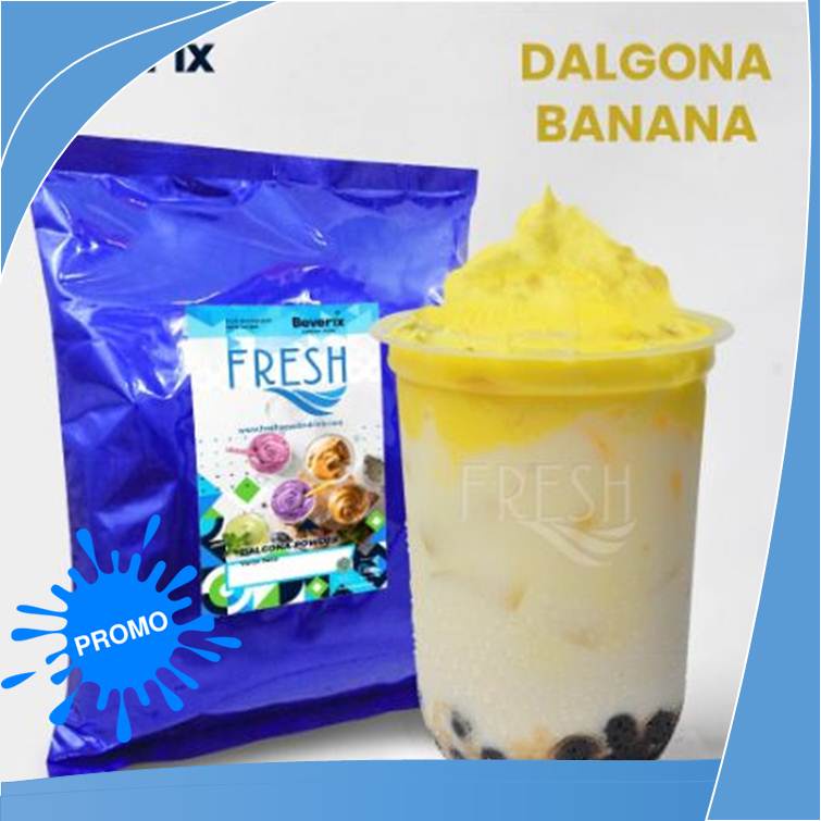 

BUBUK MINUMAN DALGONA SERBUK MINUMAN ANEKA RASA DALGONA BANANA KEMASAN 1KG SUDAH MIX GULA