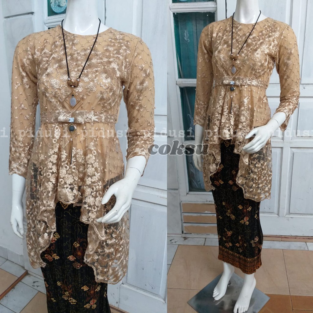 SET KEBAYA TULLE PINQUIN MUTIARA BORDIR