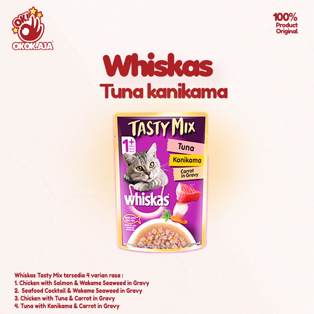 Whiskas pouch TASTY MIX 70g Makanan Kucing Basah premium murah