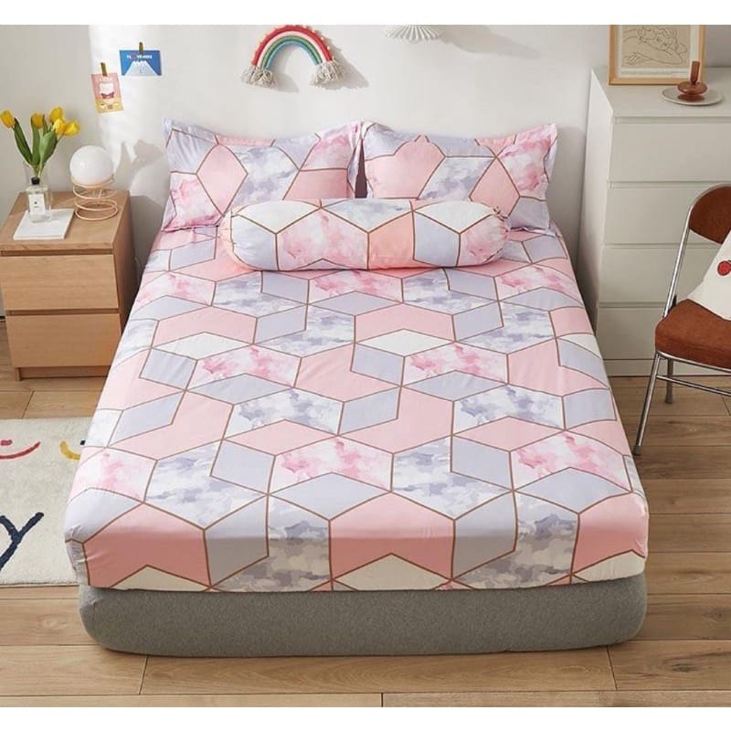 SPREI SETELAN SARUNG BANTAL DAN SARUNG GULING MOTIF MARBLE MAZE UK. 90,120,140,160 &amp; 180