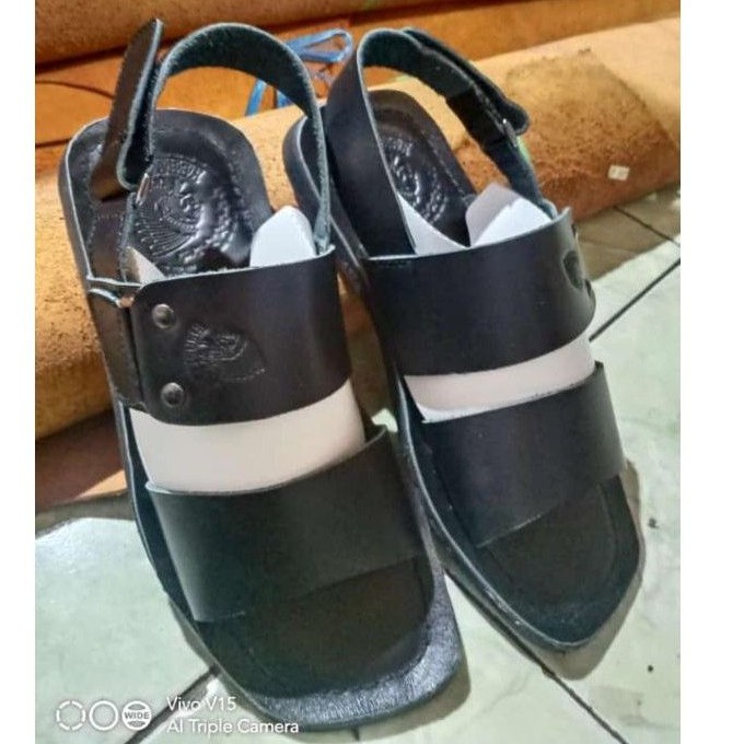 sandal pria tali belakang kulit asli 100%  kualitas premium