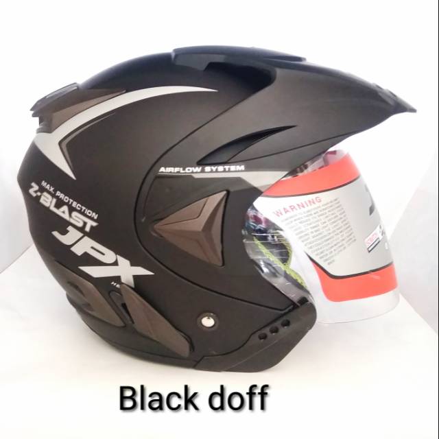 Helm jpx z-blast solid black doff 2visor