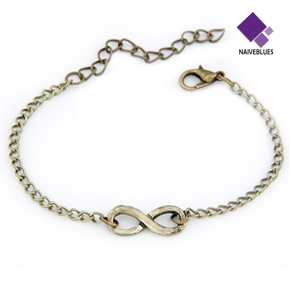 Naiveblue &gt; Gelang Tangan Rantai Adjustable Motif Infinity Bahan Metal Gaya Punk Untuk Wanita