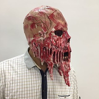 Topeng seram hantu zombie tengkorak daging meleleh latex ...