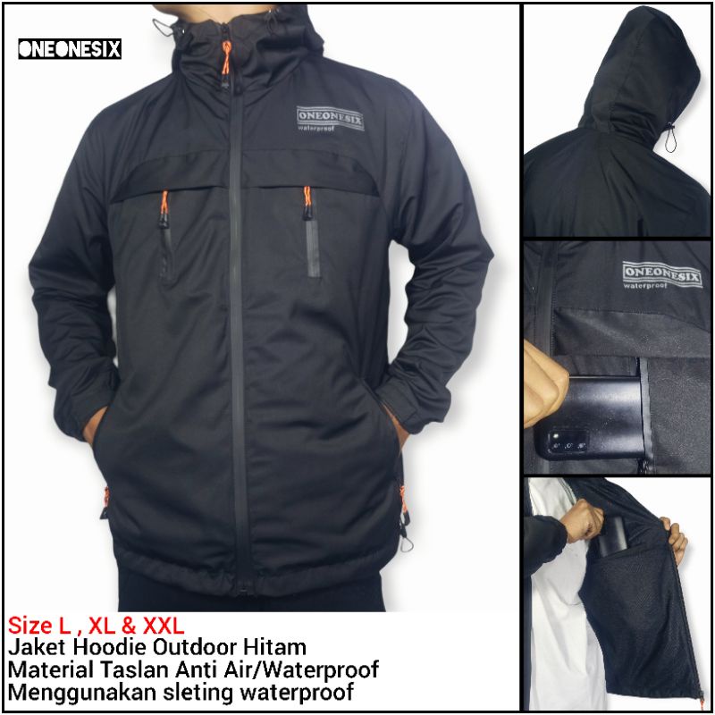 JAKET OUTDOOR WATERPROOF PRIA TASLAN JN PREMIUM JACKET HOODIE GUNUNG PARASUT ANTI AIR TRAVELING HIKING DEWASA