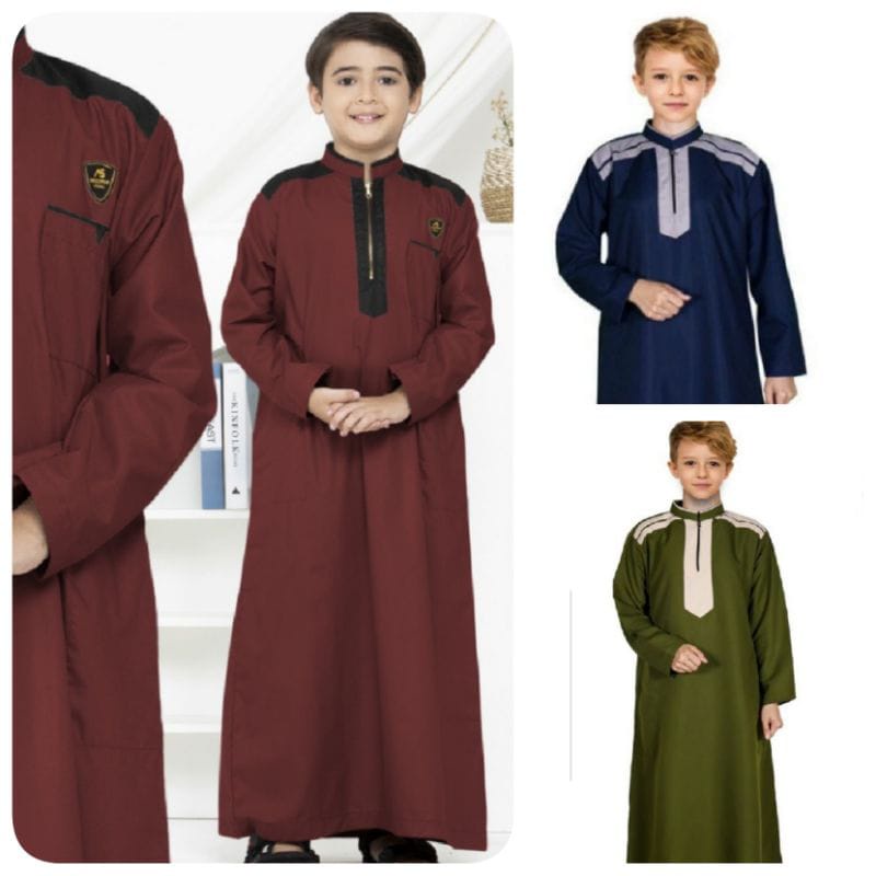 Baju Koko Jubah Anak Lengan Panjang Usia 2-12 Thn / Baju Koko Muslim Anak Laki-Laki