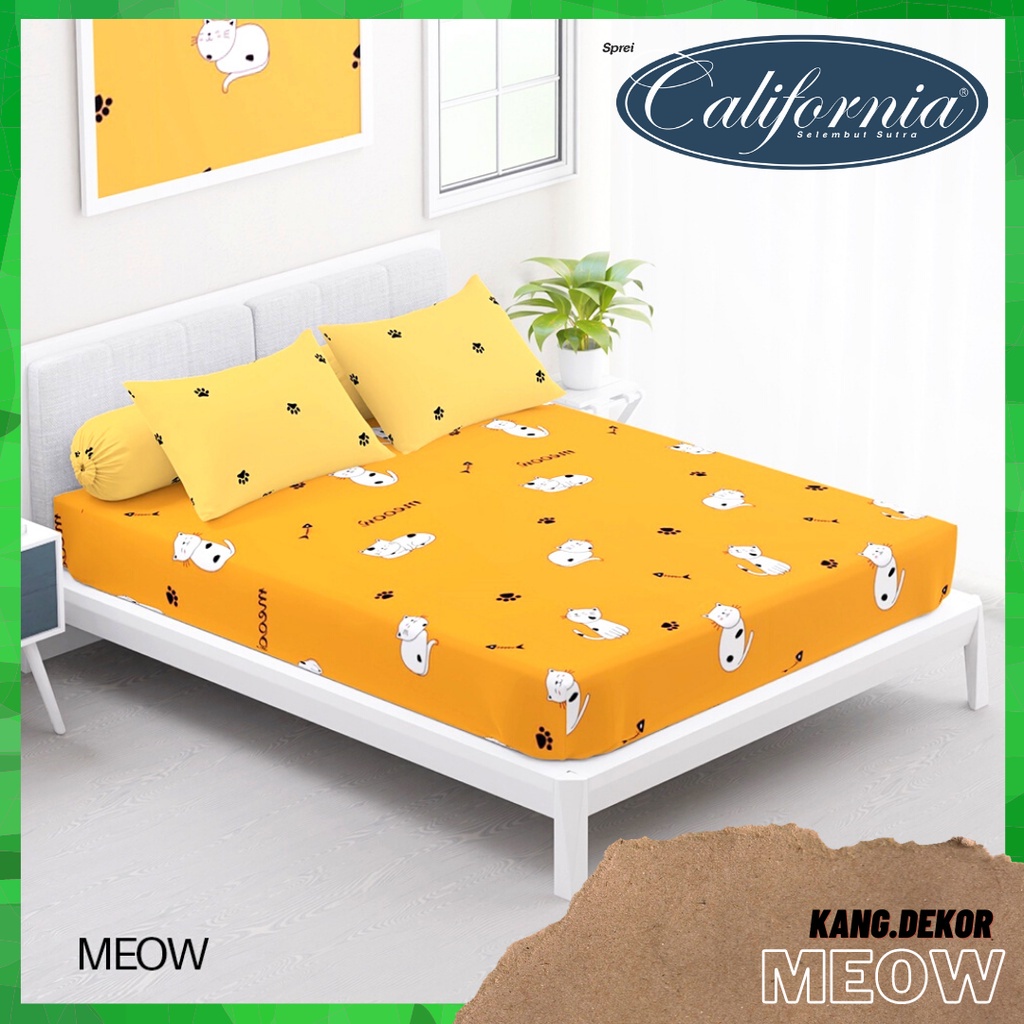 SPREI CALIFORNIA MOTIF MEOW QUEEN KING SINGLE SIZE 160X200 180X200 120X200 SPREI NO 1 2 3 MURAH SEPR