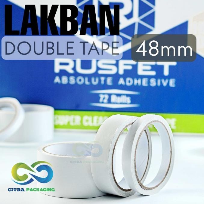 

DOUBLE TAPE RUSFET WARNA PUTIH - SUPER LENGKET 2 INCH / 48MM bisa cod