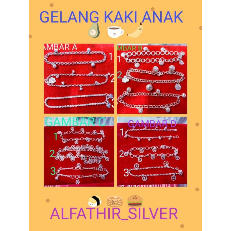 gelang kaki anak bahan perak murni