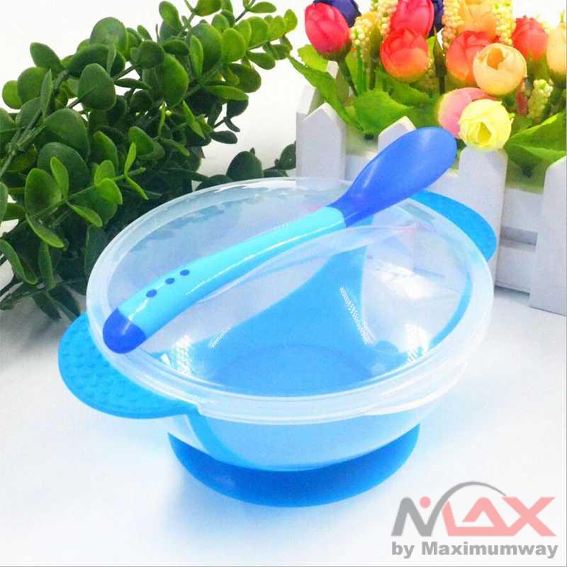 Mangkuk Bayi nempel di meja Anti Tumpah meja plus Sendok Alat makan bayi piring bayi mangkok BABIES Mangkuk Makan Bayi Batita Suction Bowl - PP13M Baby Sucker Bowl Children's Tableware Baby Learning Dish with Bowl Set PP Temperature Sensing Baby Feeding