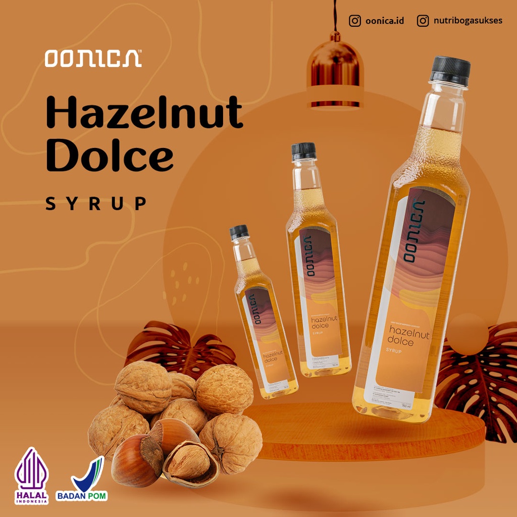 750ml OONICA Hazelnut Dolce Syrup (sirup dengan rasa kacang hazelnut)