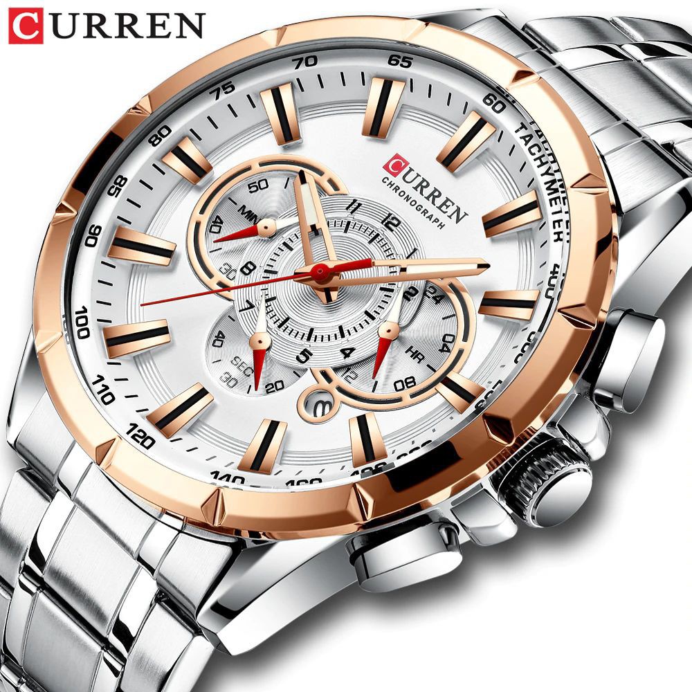 Jam Tangan Pria CURREN 8363 Analog Date Chronograph Aktif Stainless Strap Original