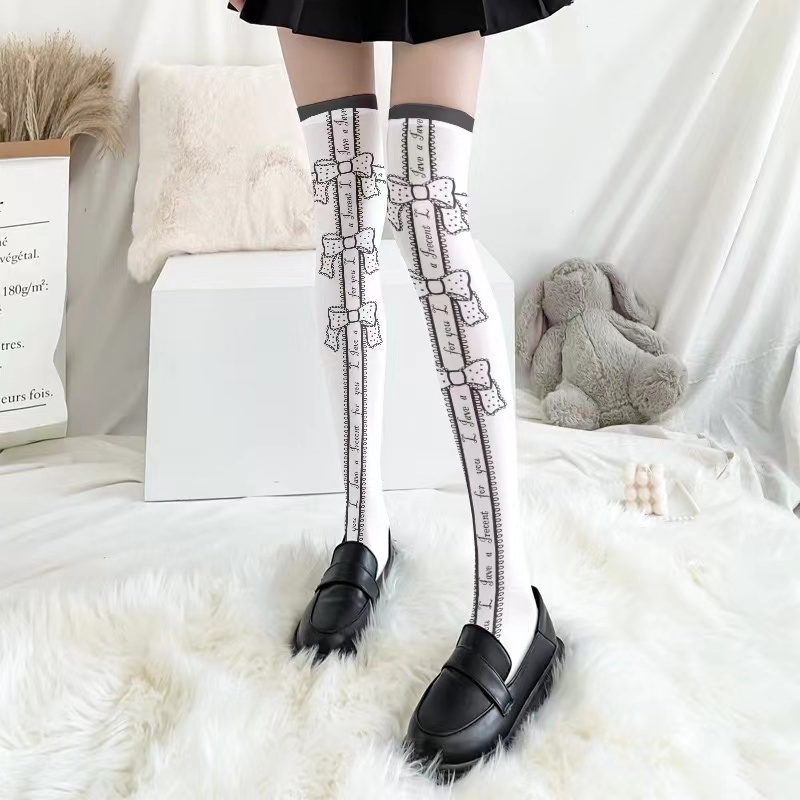 Gothic Fashion Ribbon Printed Stocking 2816