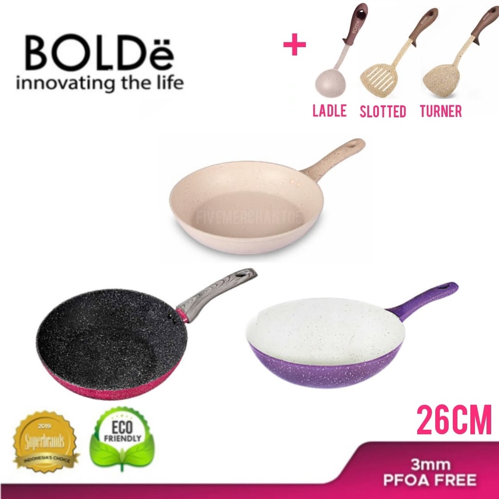 Panci Wajan Bolde Super Pan Wok 26cm Beige Purple Black Pink Superpan Bolde Wok Beige Penggorengan