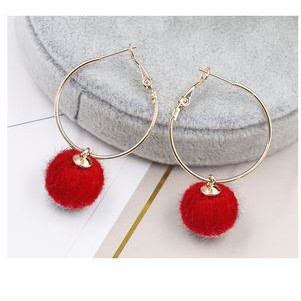 Anting Korea Import Hoops Pompom