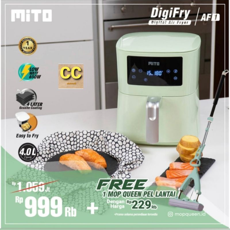 MITO AF1 Digital Air Fryer 4L low watt - AirFryer DigiFry AF 1 + Mopqueen GARANSI RESMI