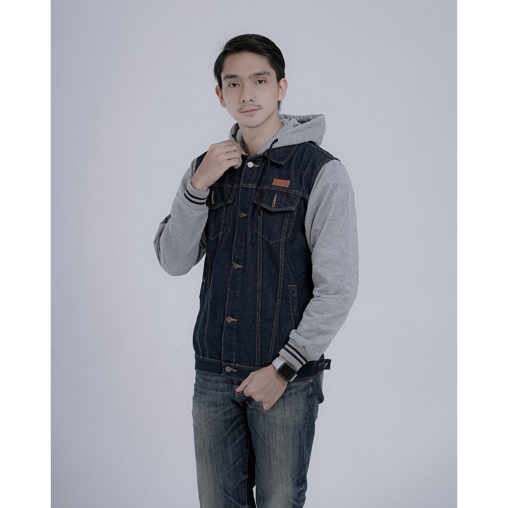 TERLARIS!!  JAKET JEANS PRIA / JAKET JEANS HOODIE FLEECE / JAKET JEANS PREMIUM TRENDY PREMIUM