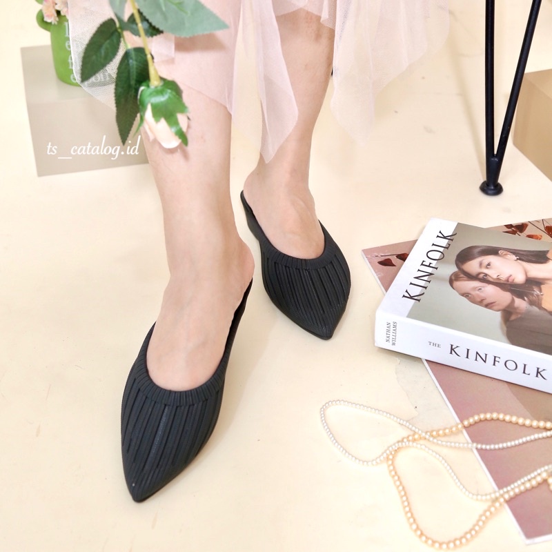 Sandal Slop Wedges BEST SELLER Porto Lady DTA-Hitam