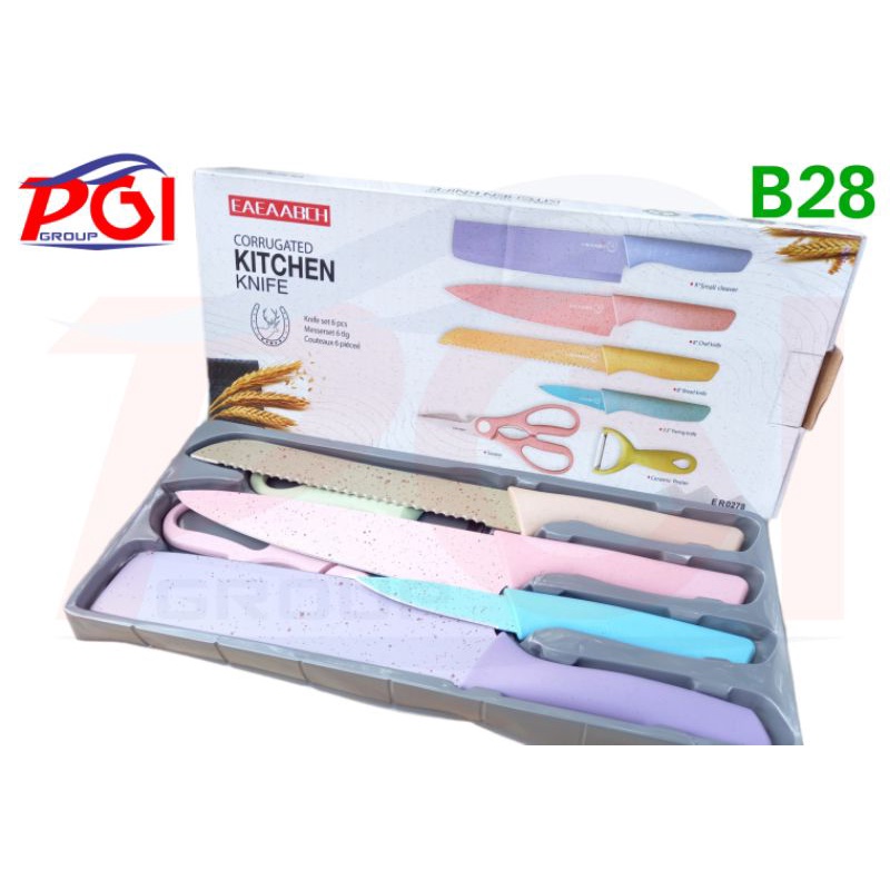 B ( B00028 ) PISAU DAPUR SERBAGUNA / SET KITCHEN KNIFE  / SET 6 IN 1 /HARGA GROSIR