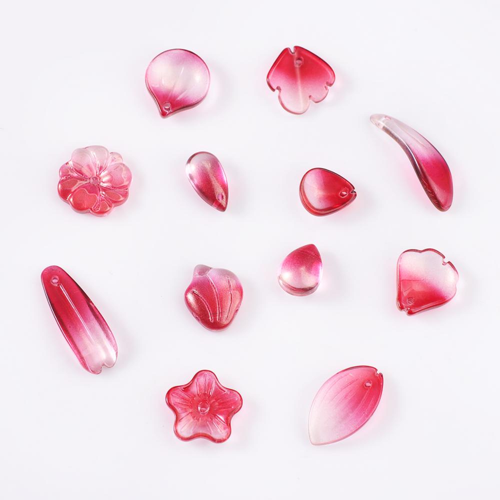 Hot Sale New Gradient Style 10Pcs/Lot Mix Size/Color Glass Petals Beads Pendant for Jewelry Pendant Necklace DIY Findings