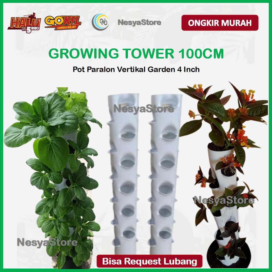 Growing Tower Pot Tower Vertikultur Vertikal Garden Paralon 1 Meter - Vertikal Garden