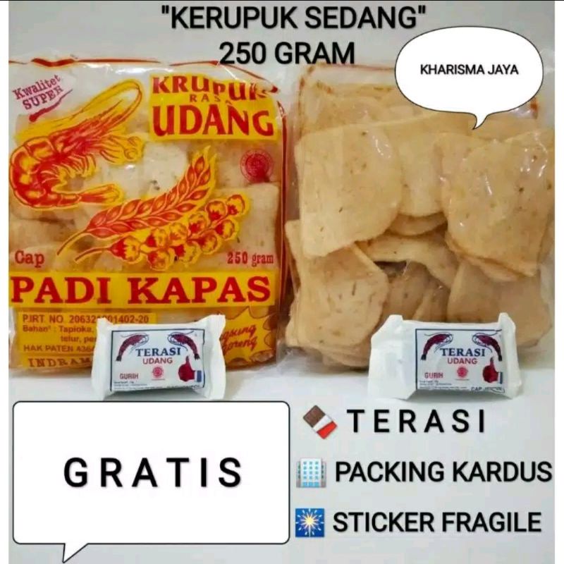 

KERUPUK UDANG PADI KAPAS ASLI PABRIK ukuran Sedang