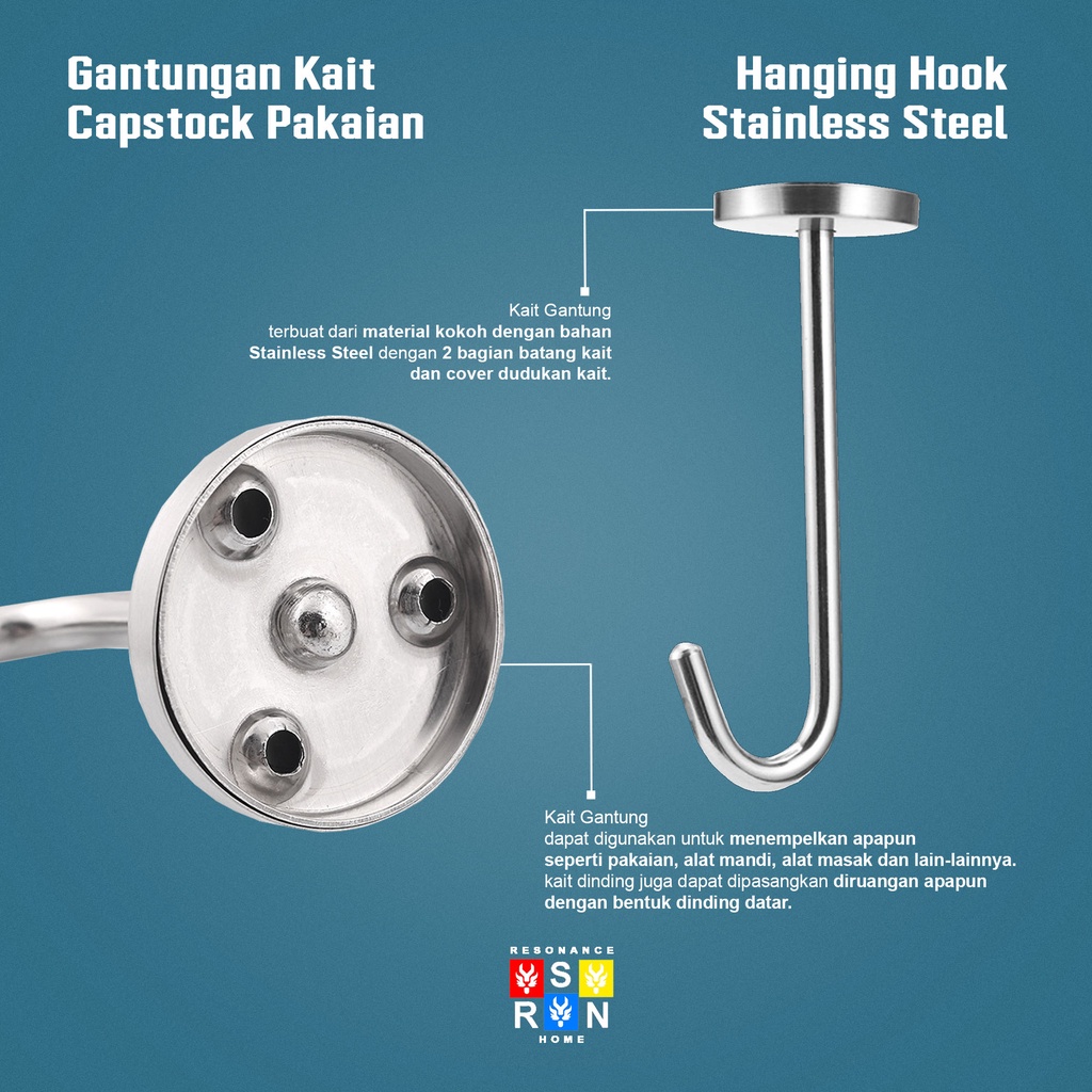 Gantungan Pakaian Kait Stainless / Stainless Hanging Hook Resonance Home