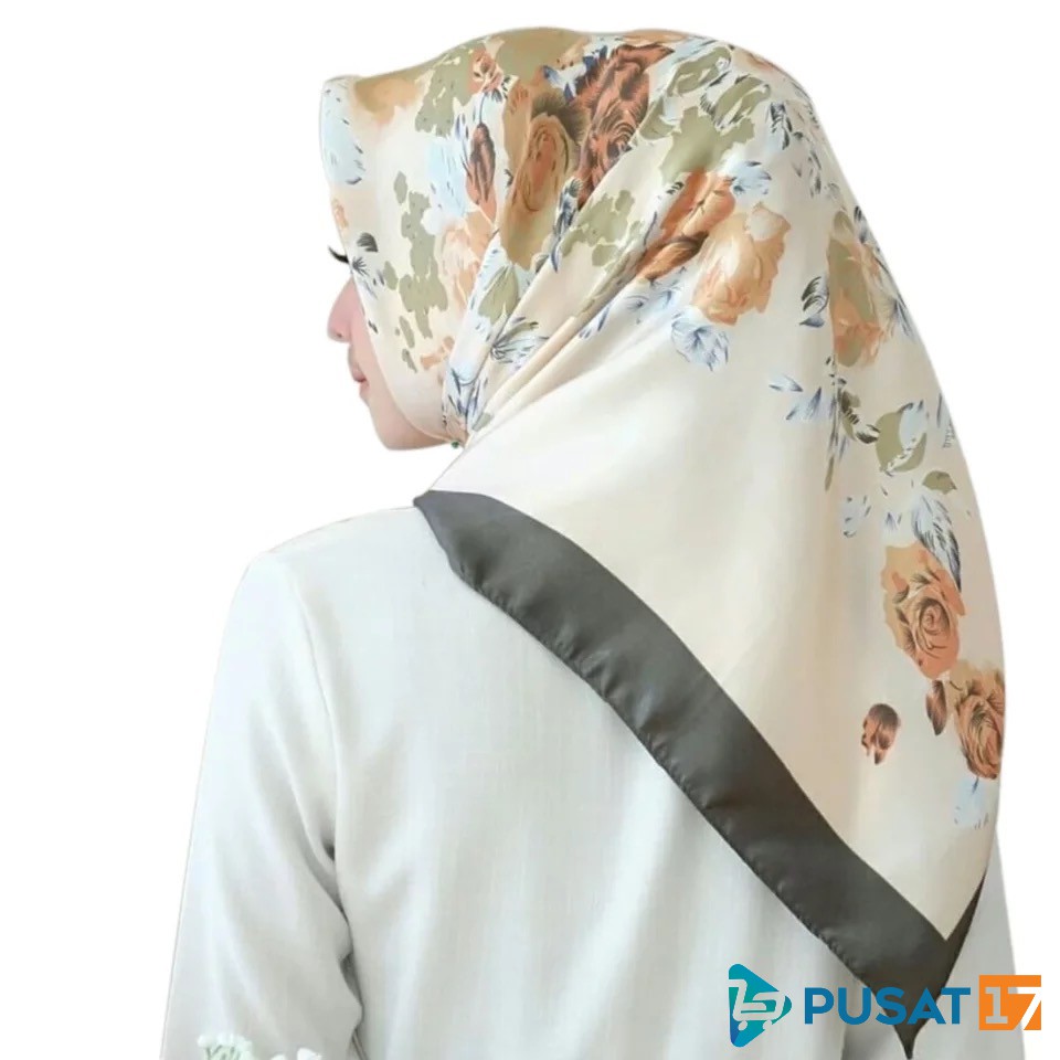 HIJAB SATIN MOTIF SEGI EMPAT JILBAB SATIN PREMIUM IMPORT-warna 8