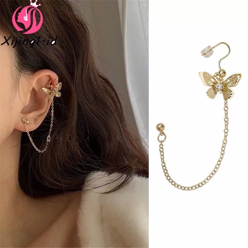 1pcs Anting wanita bentuk kupu-kupu atas nya clip