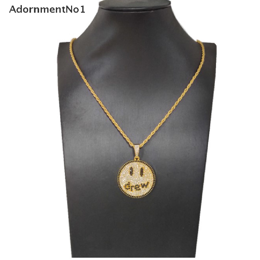 (AdornmentNo1) 1pc Kalung Rantai Pendan Ukiran Smiley Face Gaya Hip Hop Untuk Unisex