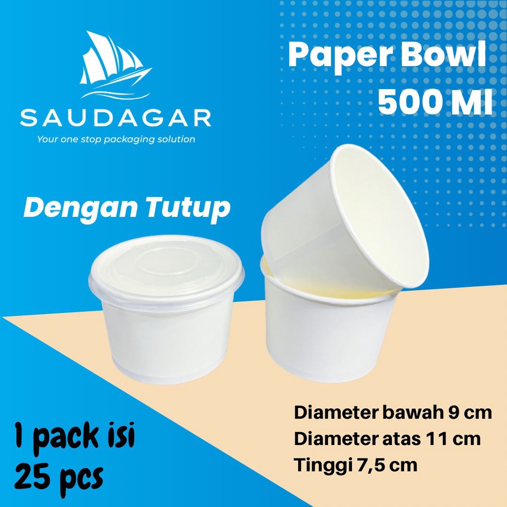 Paper Rice Bowl 500 ml / Mangkok Kertas Dengan Tutup