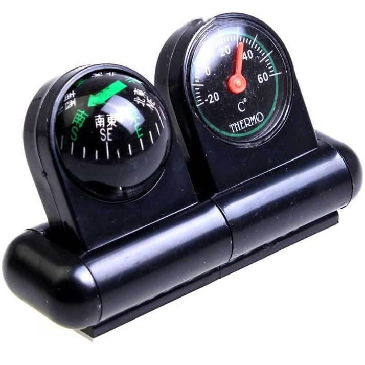 Car Compas &amp; Thermometer / Kompas Mobil - Black