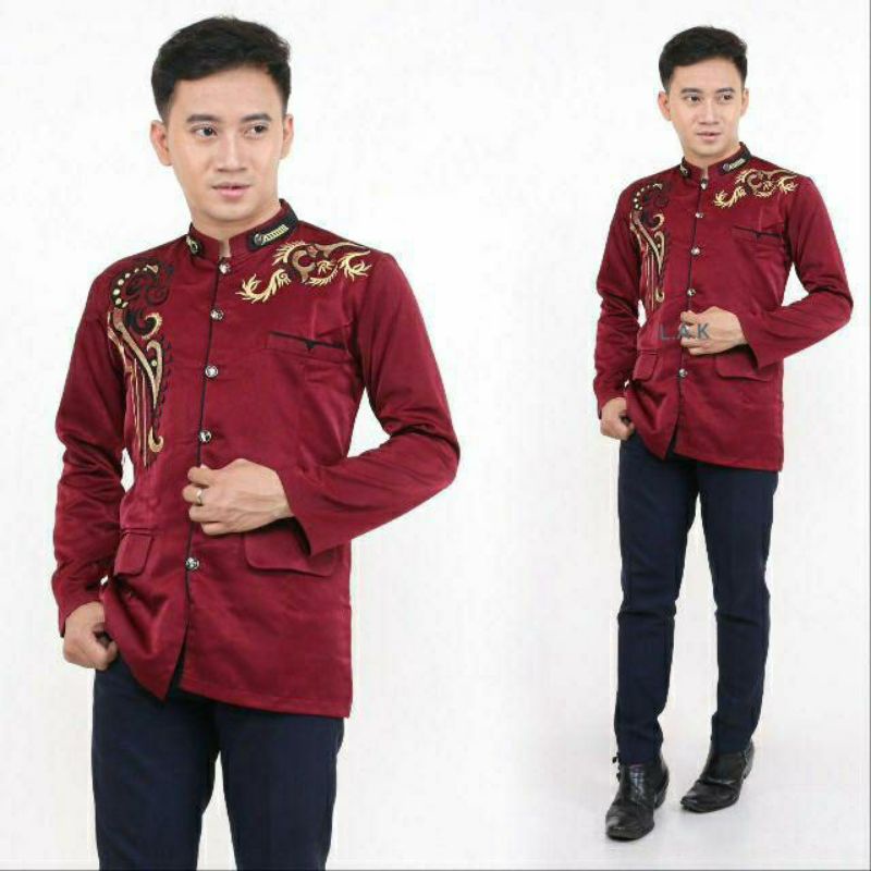 Jasko Bordir Terbaru Mewah Marun Lis Hitam