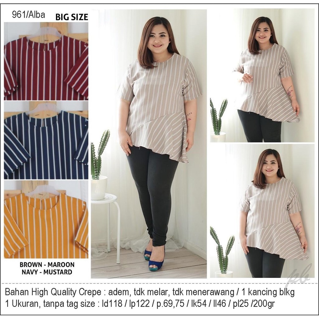 Alba Bigsize Blouse Jumbo Baju Atasan Wanita Big Size Alba Bigsize Blouse Jumbo Baju Atasan Wanita Big Size