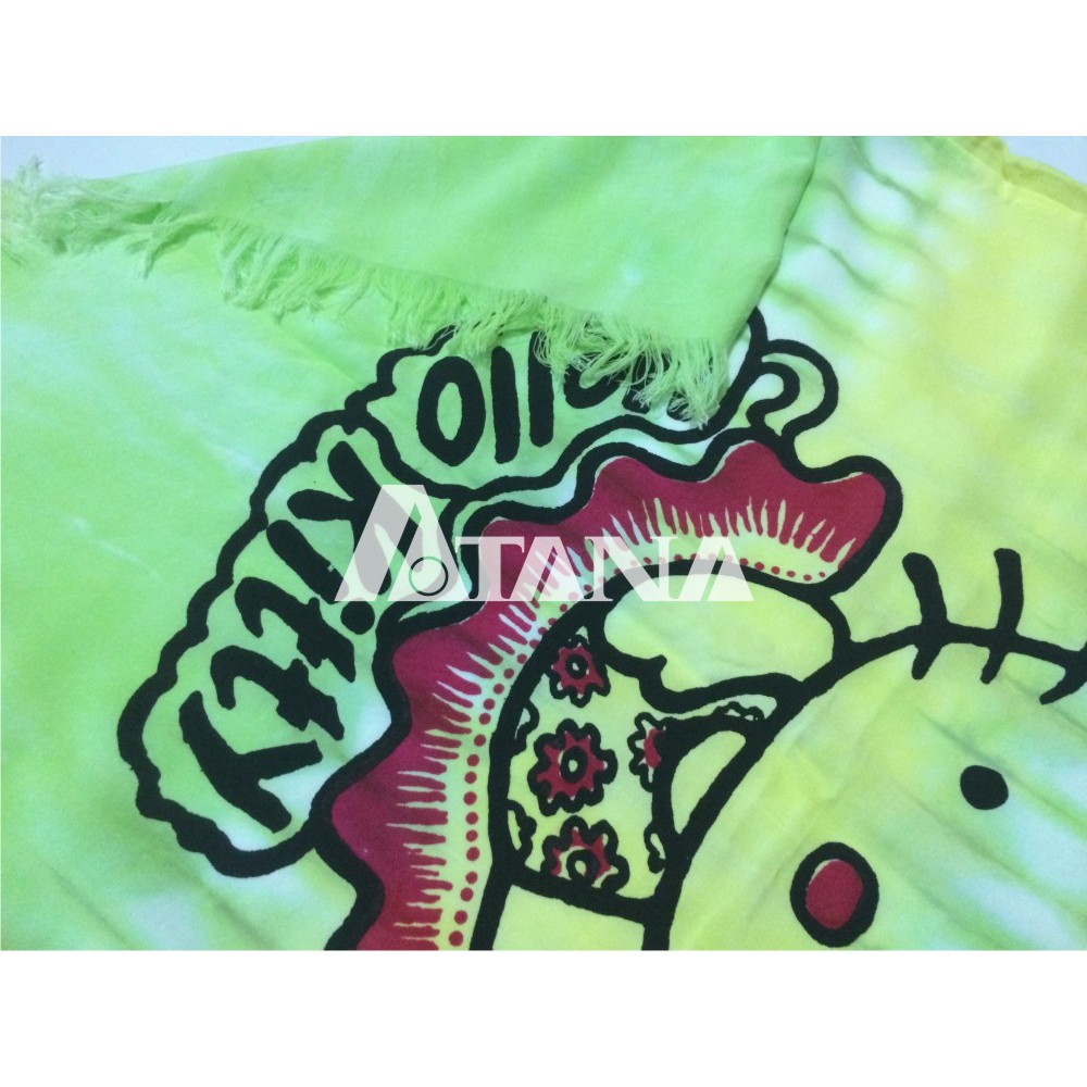 Kaos Rumbai Motif Hello Kitty Salur Warna Hijau All Size