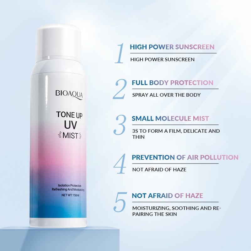 CS1-【BPOM】Bioaqua Tone Up UV Mist 150ml brightening anti uv moisturizing spray wajah/body spray