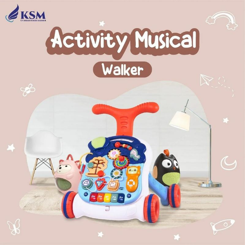 IQ ANGEL Musical Activity Walker Baby Push Walker with Toys