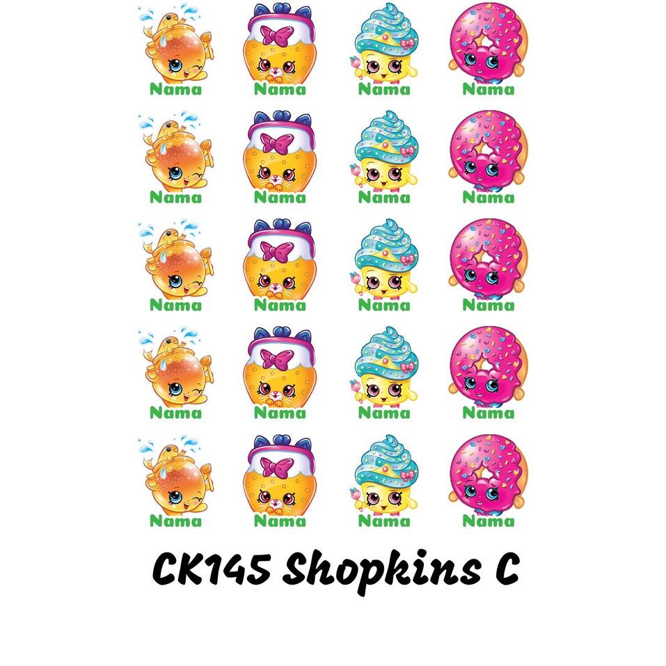 

Sticker Nama Cutting Label Waterproof Tahan Air Shopkins C (CK145)