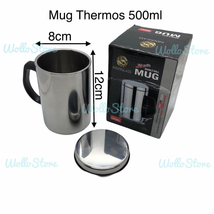 [DEASTORE] MUG STAINLESS STEEL CANGKIR GELAS MINUM THERMOS AIR PANAS DINGIN 500 ML